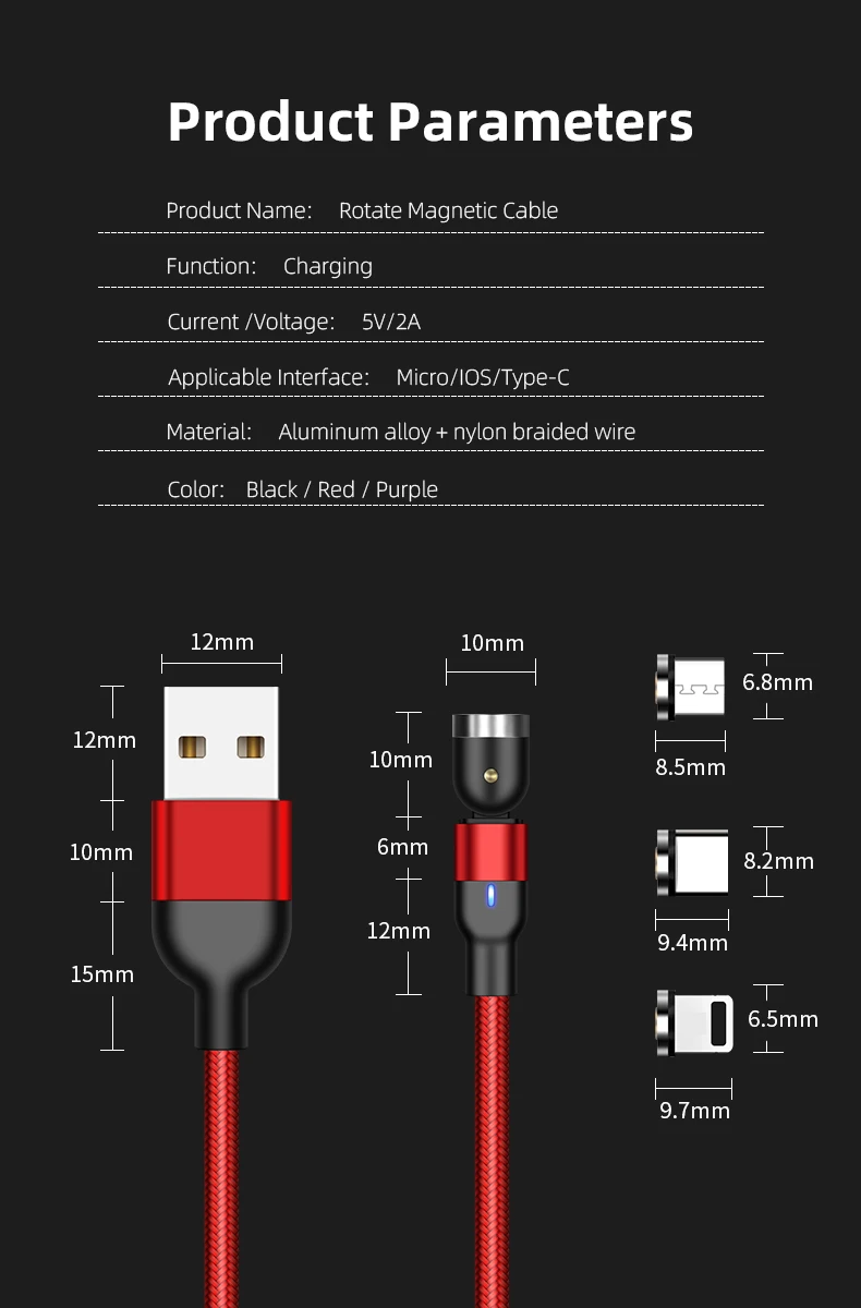3A Magnetic USB Cable Fast Charging With LED And 540 Degree Bendable Data For Iphone 11/12 Type C Micro For Huawei
3A Magnetic USB Cable Fast Charging With LED And 540 Degree Bendable Data For Iphone 11/12 Type C Micro For Huawei