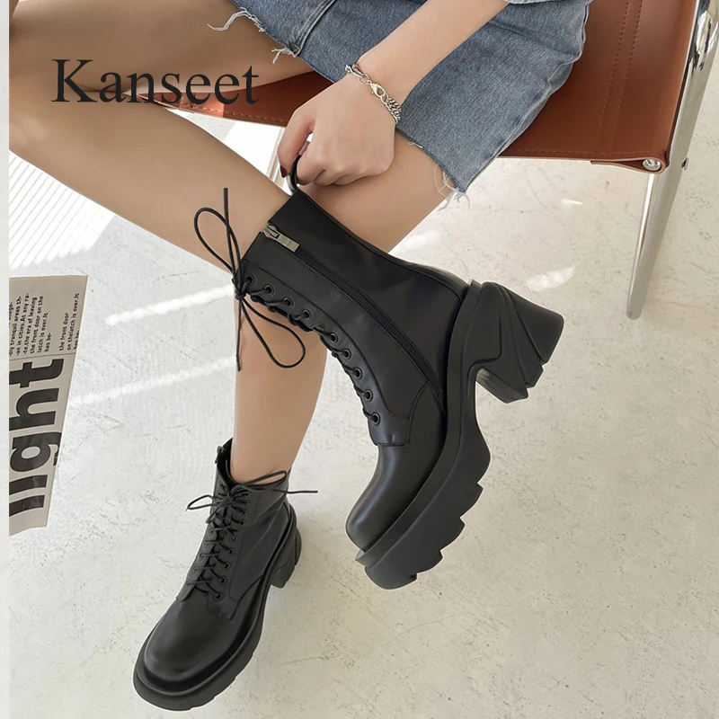 Kanseet Platform 2021 Autumn Winter Women Mid-Calf Boots High Quality Black Round Toe Real Leather Chunky Heels Zip Martin Boots
Kanseet Platform 2021 Autumn Winter Women Mid-Calf Boots High Quality Black Round Toe Real Leather Chunky Heels Zip Martin Boots