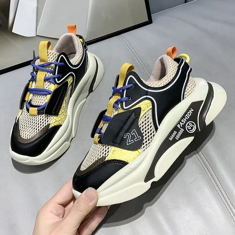 Женские кроссовки на толстой подошве, дизайнерские дышащие кроссовки на массивной платформе, 2021 
Женские кроссовки на толстой подошве, дизайнерские дышащие кроссовки на массивной платформе, 2021