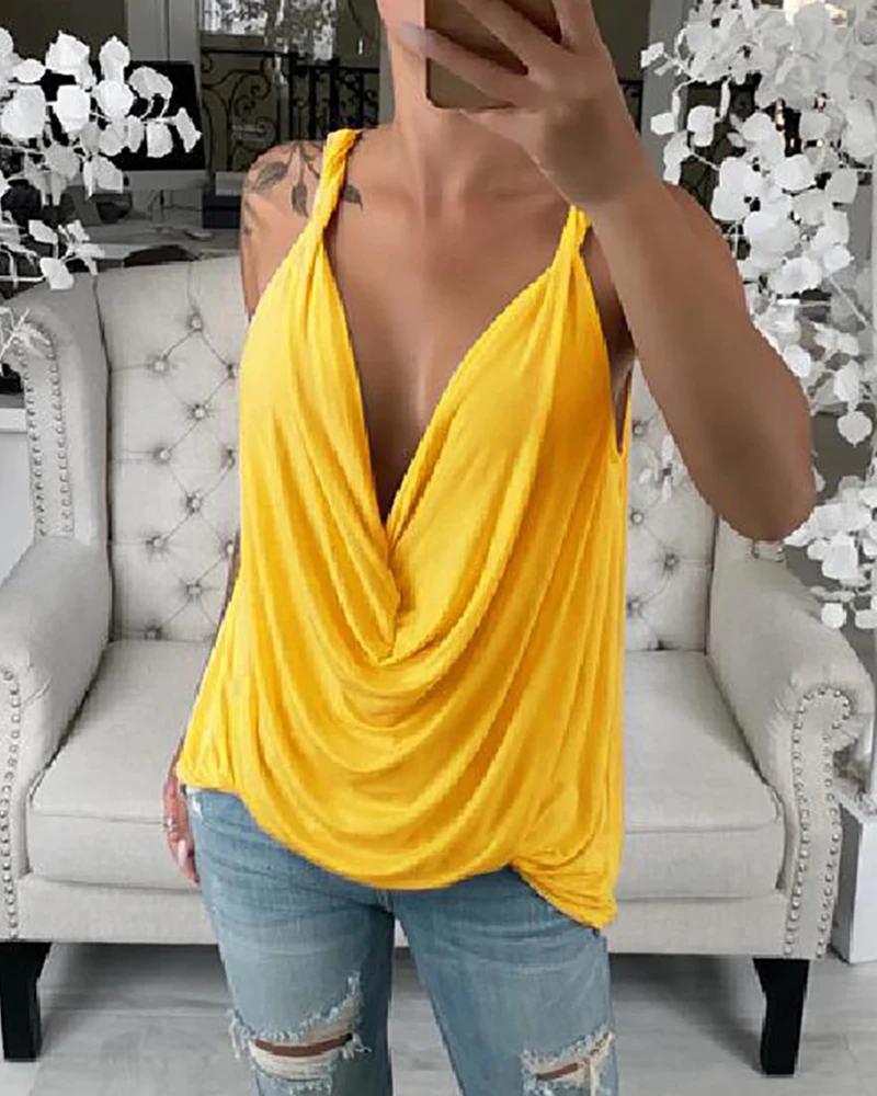 2020 Women Sleeveless Solid V Neck Sling Top Lady Casual Office Shirt And Blouse Female Streetwear Loose Plus SIze Femme Blusas
2020 Women Sleeveless Solid V Neck Sling Top Lady Casual Office Shirt And Blouse Female Streetwear Loose Plus SIze Femme Blusas