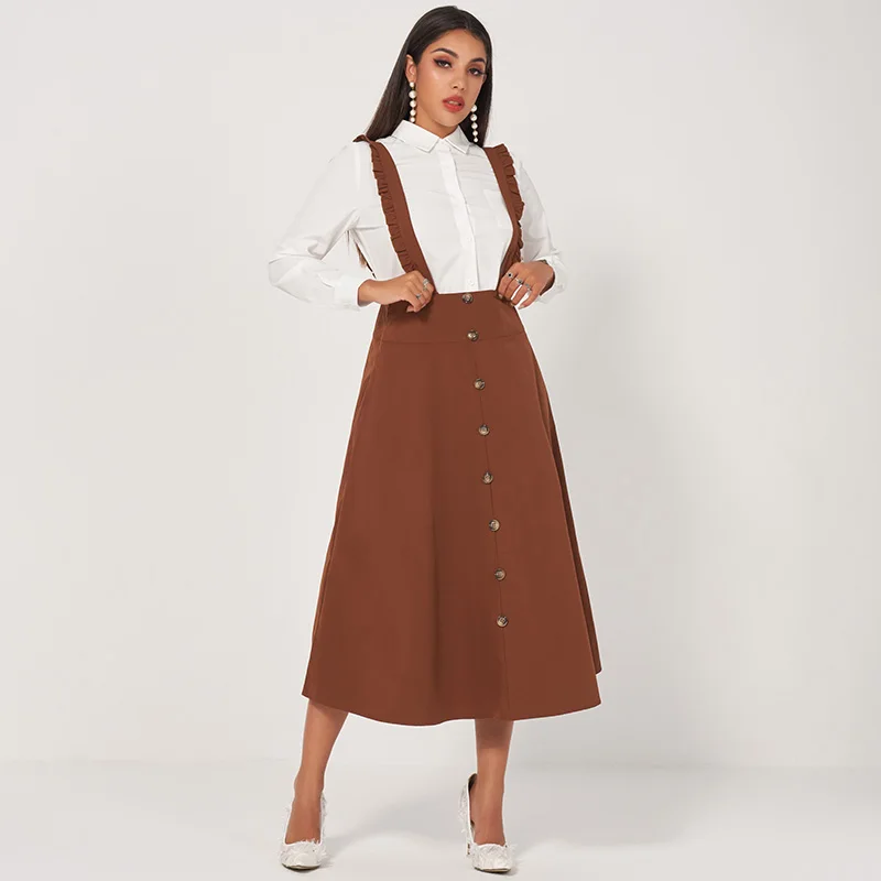 Ladies Fashion College Style Two-piece Long-sleeved Lapel All-match Shirt A-line Women's Wooden Ear Suspenders Suit Skirt
Ladies Fashion College Style Two-piece Long-sleeved Lapel All-match Shirt A-line Women's Wooden Ear Suspenders Suit Skirt
