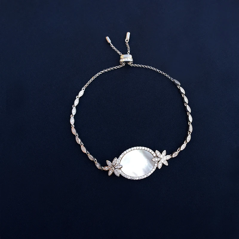 s925 sterling silver new natural mother-of-pearl bracelet female temperament diamond flower retractable bracelet wedding gift
s925 sterling silver new natural mother-of-pearl bracelet female temperament diamond flower retractable bracelet wedding gift