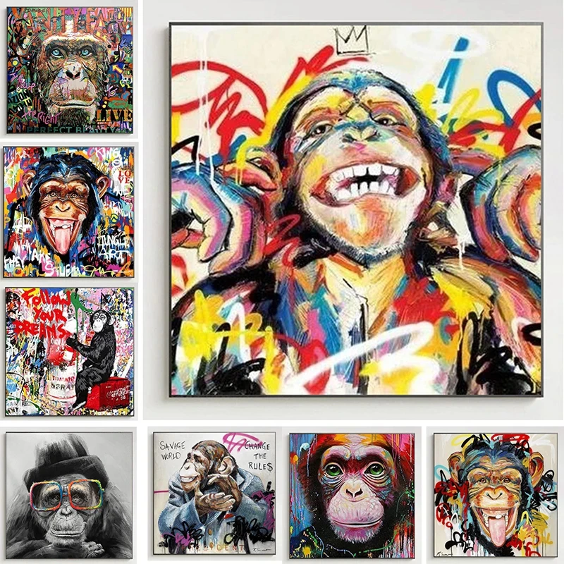 Graffiti Art Animal Monkey Canvas Paintings Posters and Prints Wall Street Art Pictures for Living Room Modern Decor
Graffiti Art Animal Monkey Canvas Paintings Posters and Prints Wall Street Art Pictures for Living Room Modern Decor