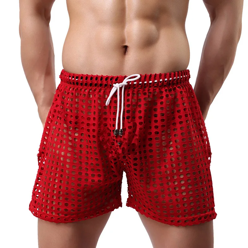 Mens Trunks Mesh Fishnet Hollow Out Boxers Transparent Loose Causal Shorts Sleep Bottoms Quick-drying Trunks Elastici Palestra
Mens Trunks Mesh Fishnet Hollow Out Boxers Transparent Loose Causal Shorts Sleep Bottoms Quick-drying Trunks Elastici Palestra