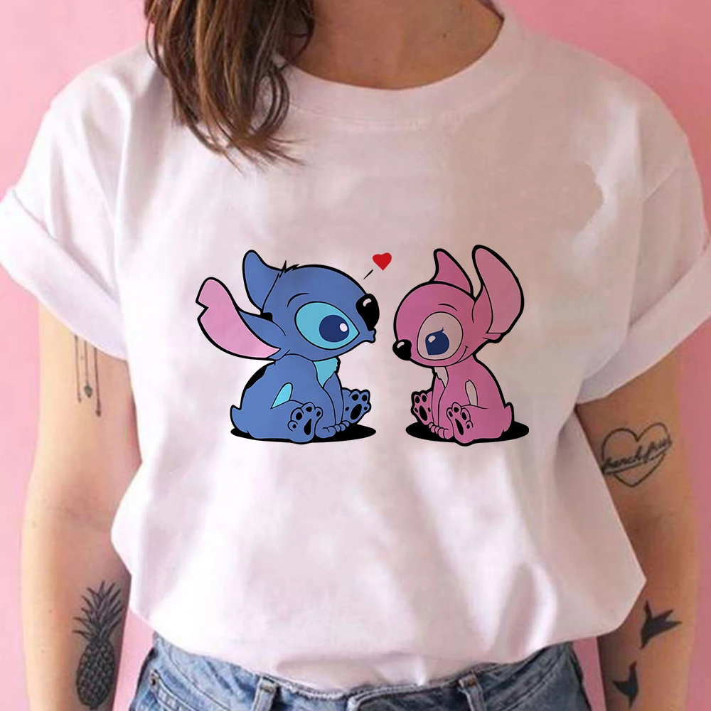 Cute Stitch Printed Women T Shirts DisneyWhite O-Neck Tshirt Lilo & Stitch Cartoon Personalized Style Valentine's Day Clothing 
Cute Stitch Printed Women T Shirts DisneyWhite O-Neck Tshirt Lilo & Stitch Cartoon Personalized Style Valentine's Day Clothing