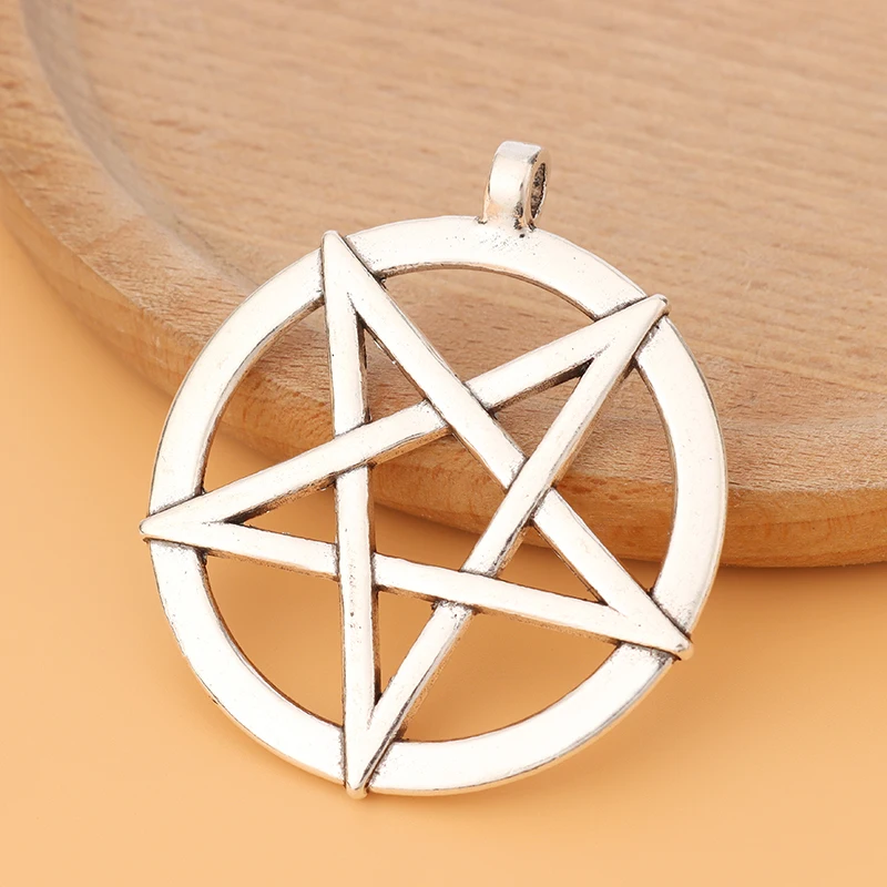 6pcs/Lot Tibetan Silver Large Pagan Wicca Gothic Round Pentagram Pentacle Circle Charms Pendants for DIY Necklace Jewelry Making 
6pcs/Lot Tibetan Silver Large Pagan Wicca Gothic Round Pentagram Pentacle Circle Charms Pendants for DIY Necklace Jewelry Making
