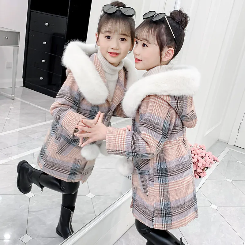 Fur Hooded Coat For Girls Thick Wool Blends Jackets Korean Style Plaid Autumn Kids Outerwear Casual Teenage Clothes 6 8 10 12Yrs
Fur Hooded Coat For Girls Thick Wool Blends Jackets Korean Style Plaid Autumn Kids Outerwear Casual Teenage Clothes 6 8 10 12Yrs