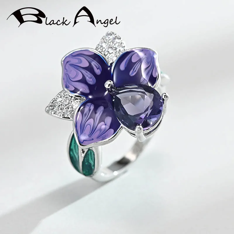 BLACK ANGEL Handmade Purple Enamel Russia Flowers 925 Silver Amethyst Finger Rings 2020 New Wedding Jewelry Christmas Gift
BLACK ANGEL Handmade Purple Enamel Russia Flowers 925 Silver Amethyst Finger Rings 2020 New Wedding Jewelry Christmas Gift