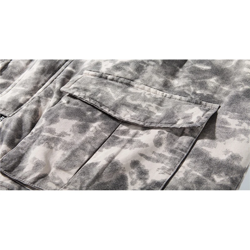 RHYMONSTER Snowflake Tie-Dye Thick Hooded Parkas 2021 Hip Hop Zipped Outwear Coats Winter High Street Warm Loose Casual Coat