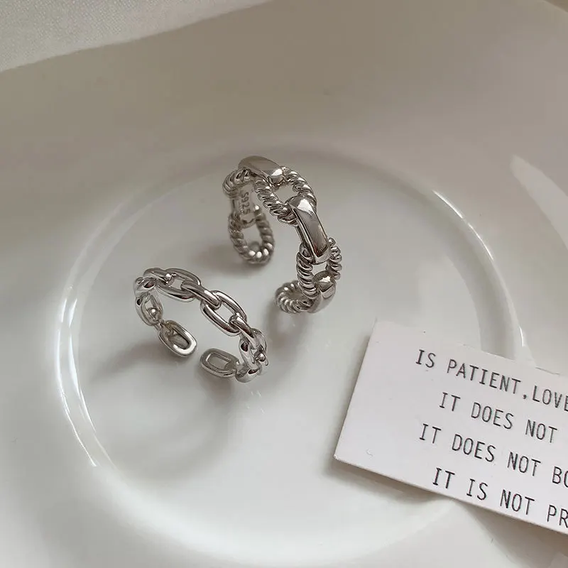 Punk 925 Sterling Silver Finger Rings INS Fashion France Chain Link Creative Geometric Elegant Party Jewelry Gifts for Women
Punk 925 Sterling Silver Finger Rings INS Fashion France Chain Link Creative Geometric Elegant Party Jewelry Gifts for Women