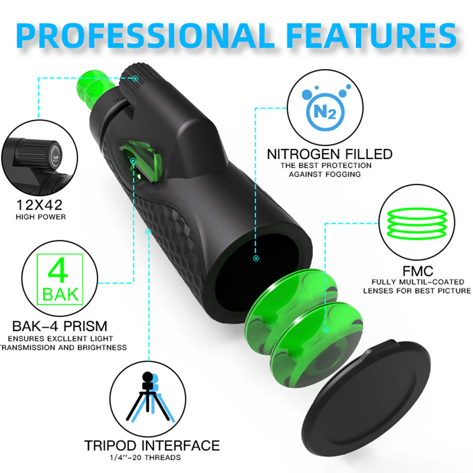 Waterproof 12x42 Night Vision Telescope Super Telephoto Zooms Monocular Telescope
Waterproof 12x42 Night Vision Telescope Super Telephoto Zooms Monocular Telescope
