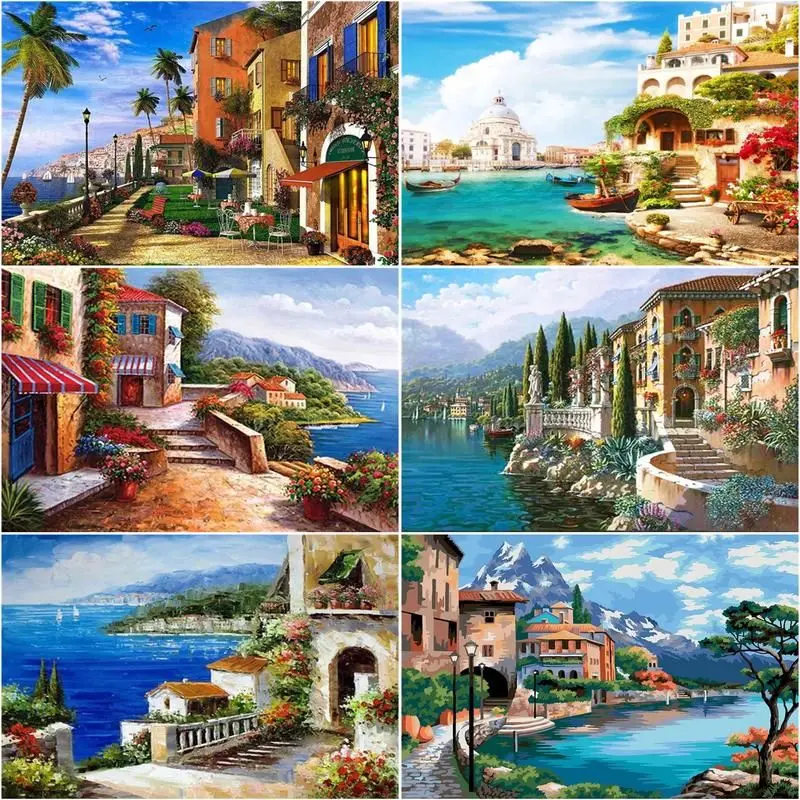 GATYZTORY Painting By Number Villa Scenery HandPainted Kits Drawing Canvas DIY Oil Pictures Seaside Landscape Home Decor Gift
GATYZTORY Painting By Number Villa Scenery HandPainted Kits Drawing Canvas DIY Oil Pictures Seaside Landscape Home Decor Gift