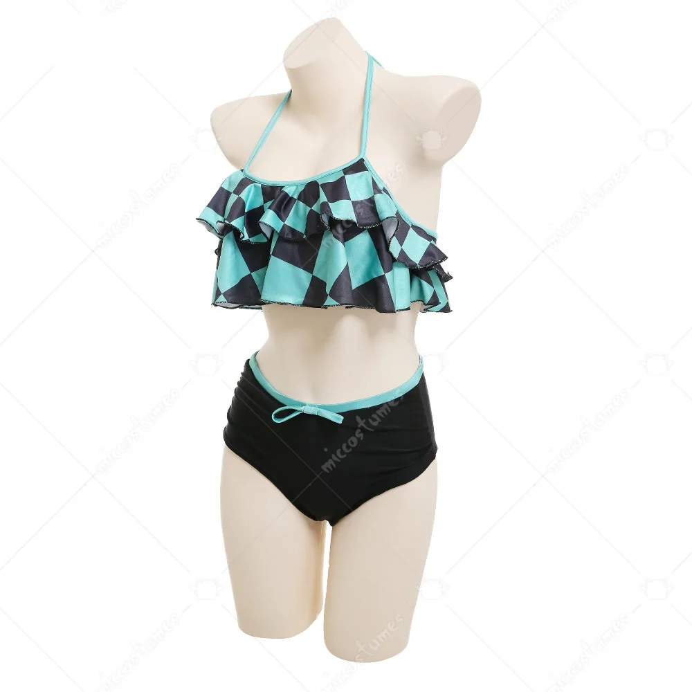 Tanjiro Green and Black Grid Pattern Halter Neck Top and High Waist Cosplay Costume Two Piece Swimsuit Swimwear Bathing Suit
Tanjiro Green and Black Grid Pattern Halter Neck Top and High Waist Cosplay Costume Two Piece Swimsuit Swimwear Bathing Suit
