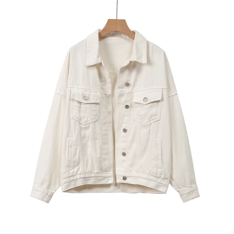 White Loose Short Denim Jacket Coat Pure Cotton Single-breasted Full-sleeved Jacket Casual 2021 Female Spring And Autumn New
White Loose Short Denim Jacket Coat Pure Cotton Single-breasted Full-sleeved Jacket Casual 2021 Female Spring And Autumn New