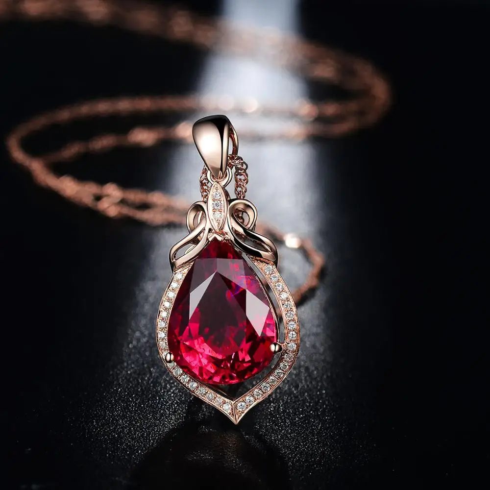 Женское ожерелье из серебра 2020 пробы с рубином в форме груши | Украшения и