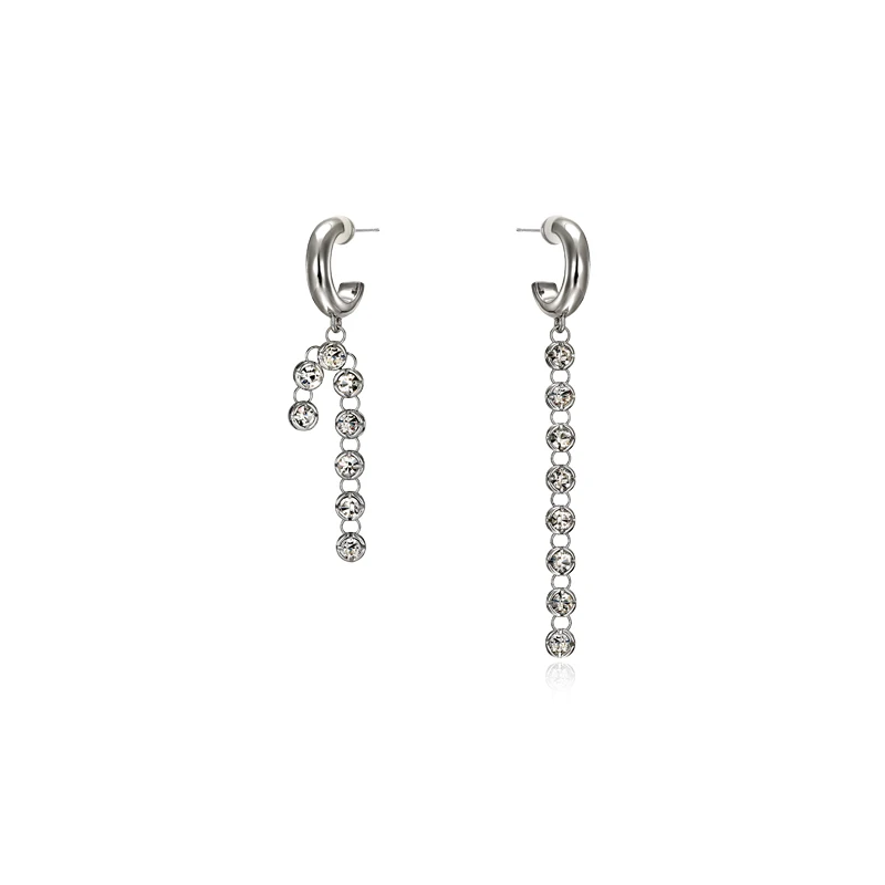 Fashion temperament irregular Silver color long earrings decorated face Earrings 
Fashion temperament irregular Silver color long earrings decorated face Earrings