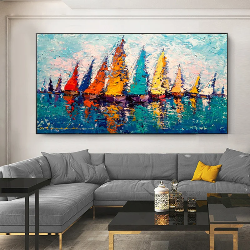 Modern Sailboat Colorful Oil Painting Printed on Canvas Big Size Nordic Wall Picture for Living Room Landscape Canvas Painting
Modern Sailboat Colorful Oil Painting Printed on Canvas Big Size Nordic Wall Picture for Living Room Landscape Canvas Painting