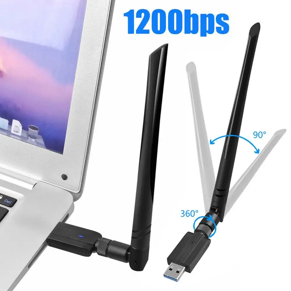 

Portable AC1200 Mbps Dual Band 2.4/5GHz USB WiFi Network Card Receiver 11AC Dual Band Wireless Antenna Adapter Dongle 802.11AC