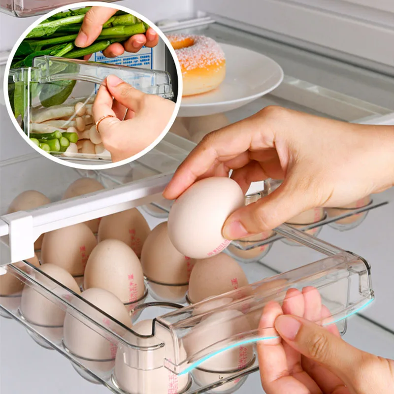 

Контейнер для хранения в холодильнике, портативная корзина большой емкости, держатель для овощей, яиц, фруктов, подвесной ящик для хранения ...