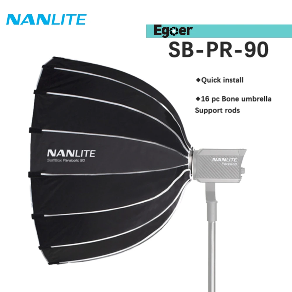 

Nanlite Para SB-PR-90 90cm Portable Umbrella Softbox with Grid Bowens Mount for Forza 300 500 P-100 P-200 Outdoor Flash