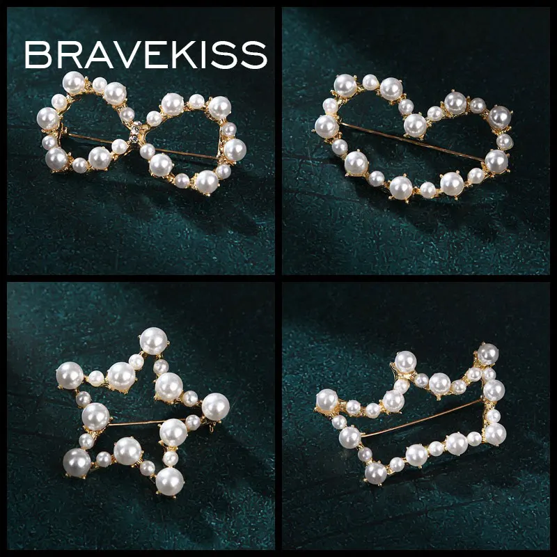 BRAVEKISS цветок Звезда Сердце жемчуг брошь странные вещи Нагрудный значок-булавка