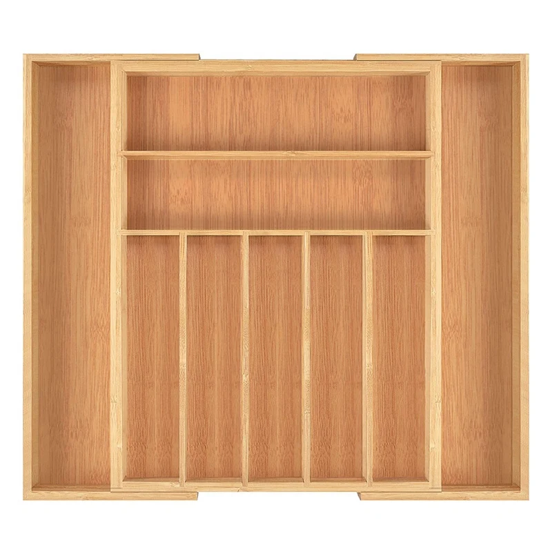 Kitchen Drawer Organizer Bamboo Adjustable Cutlery Tray Utensil Holder with Grooved Drawer Dividers for Kitchen Drawers
Kitchen Drawer Organizer Bamboo Adjustable Cutlery Tray Utensil Holder with Grooved Drawer Dividers for Kitchen Drawers