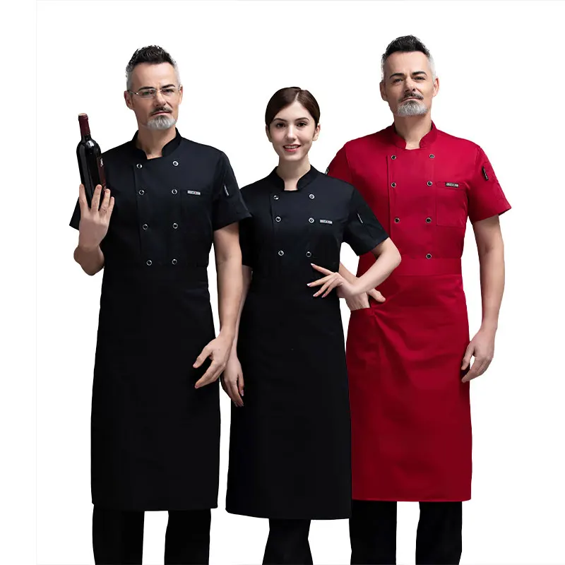 Customized Summer Short-Sleeved Chef Uniforms Customized Aprons (Chef Uniforms + Aprons) Can Be Embroidered or Print Logo
Customized Summer Short-Sleeved Chef Uniforms Customized Aprons (Chef Uniforms + Aprons) Can Be Embroidered or Print Logo
