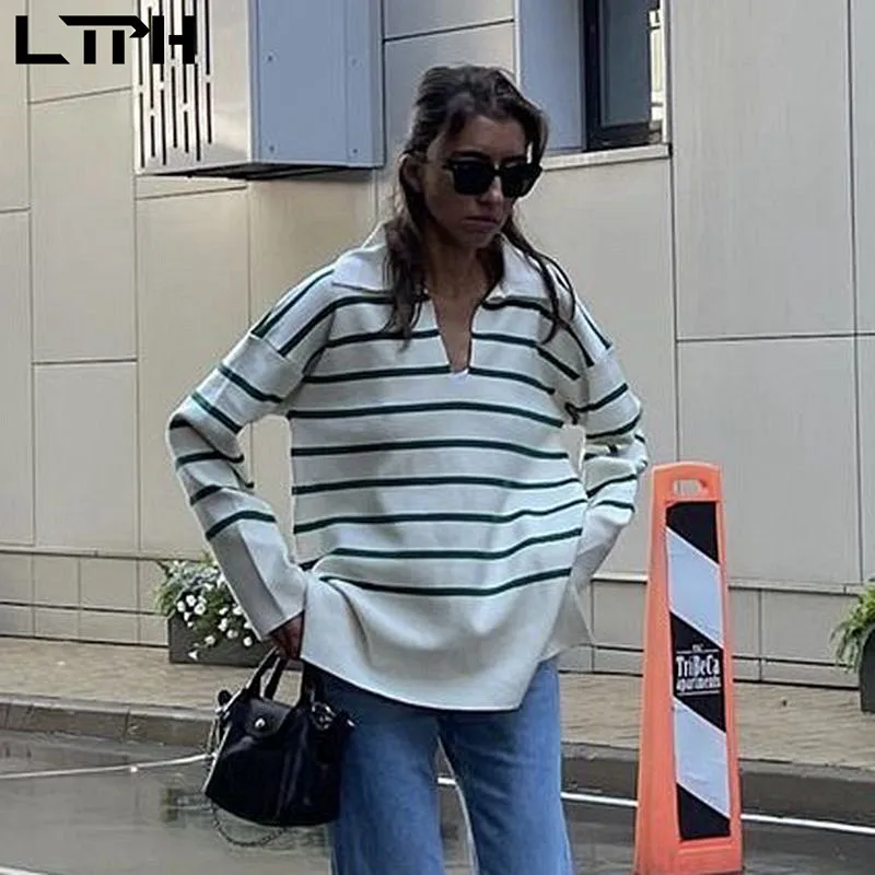 LTPH oversized loose knitted striped sweaters women pullover V-neck casual long sleeve top soft warm jumpers 2021 autumn new
LTPH oversized loose knitted striped sweaters women pullover V-neck casual long sleeve top soft warm jumpers 2021 autumn new