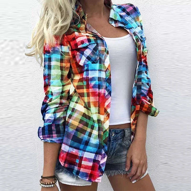 European and American new style women's shirts 2021 spring and autumn leisure all-match plaid shirt long-sleeved slim top women
European and American new style women's shirts 2021 spring and autumn leisure all-match plaid shirt long-sleeved slim top women