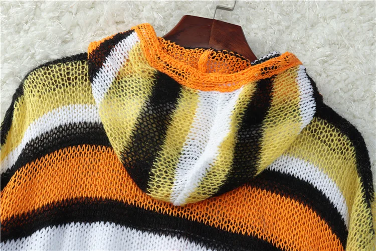 Autumn and Winter 2020 New Knitwear Women's Striped Hollow Out Mohair Sweater Women's Hooded Pullover
Autumn and Winter 2020 New Knitwear Women's Striped Hollow Out Mohair Sweater Women's Hooded Pullover
