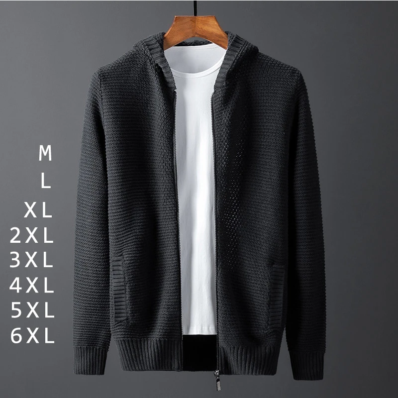 Plus Size Casual Solid Knitted Sweater Jackets Men Zipper Black Korean Sweaters Hooded Pockets Cardigan Hombre Cremallera Winter
Plus Size Casual Solid Knitted Sweater Jackets Men Zipper Black Korean Sweaters Hooded Pockets Cardigan Hombre Cremallera Winter