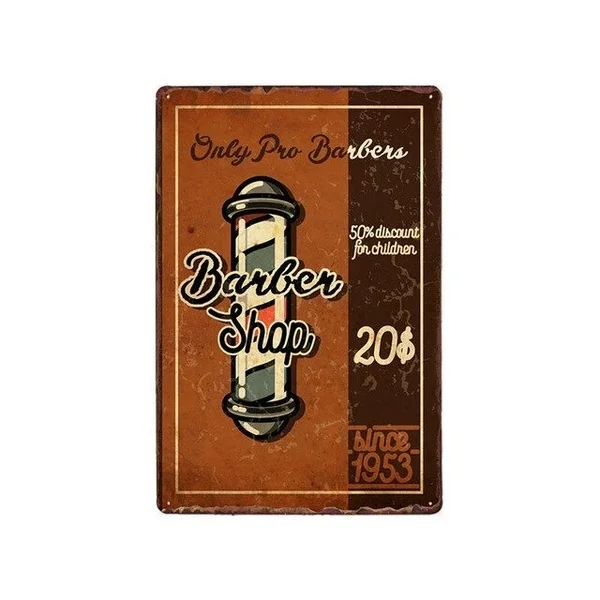 Barber Pole Metal Tin Sign Vintage Barber Shop Decoration Cafe Bar Pub Poster Decorative Plates Home Decor 20x30cm
Barber Pole Metal Tin Sign Vintage Barber Shop Decoration Cafe Bar Pub Poster Decorative Plates Home Decor 20x30cm