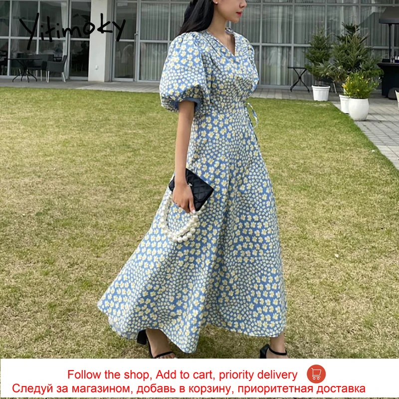 Yitimoky Vintage Woman Dress Lace Up V-Neck Summer Fashion Korean Puff Short Sleeve High Waist Floral Printing Simple Dresses
Yitimoky Vintage Woman Dress Lace Up V-Neck Summer Fashion Korean Puff Short Sleeve High Waist Floral Printing Simple Dresses