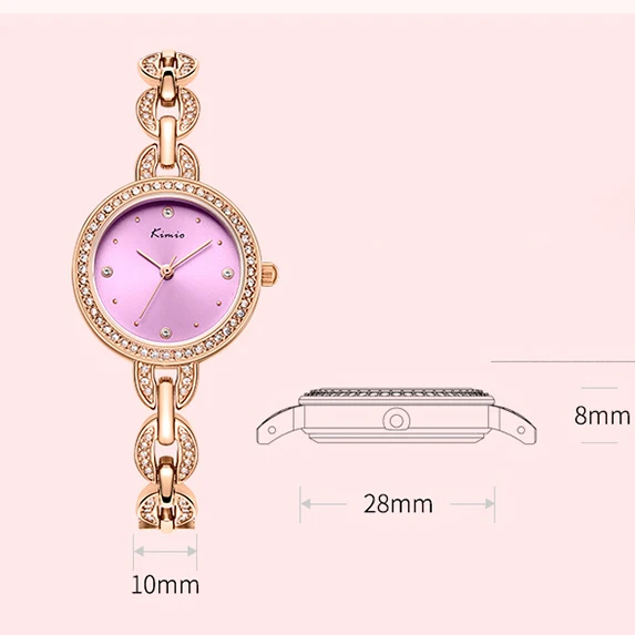 KIMIO Топ бренд Стразы полностью женские часы-браслет серебро 2021 пробы роскошные