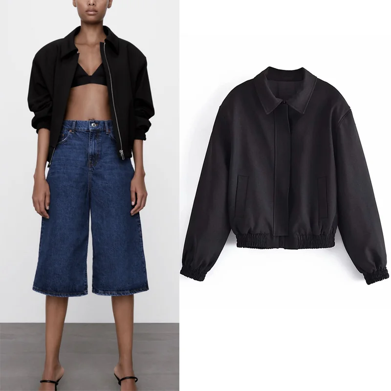 Za Summer Woman Black Jacket Tops 2021 Casual Lapel Solid Color Hidden Zip Long Sleeve Design Vintage Adjustable Hem Coat Female
Za Summer Woman Black Jacket Tops 2021 Casual Lapel Solid Color Hidden Zip Long Sleeve Design Vintage Adjustable Hem Coat Female