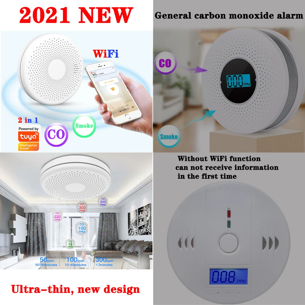 Tuya WIFI Smoke Detector 2021 New Ultra-thin 360 Monitor 2 in 1 Fire Alarm Protection With CE Approval Smartlife APP Control
Tuya WIFI Smoke Detector 2021 New Ultra-thin 360 Monitor 2 in 1 Fire Alarm Protection With CE Approval Smartlife APP Control