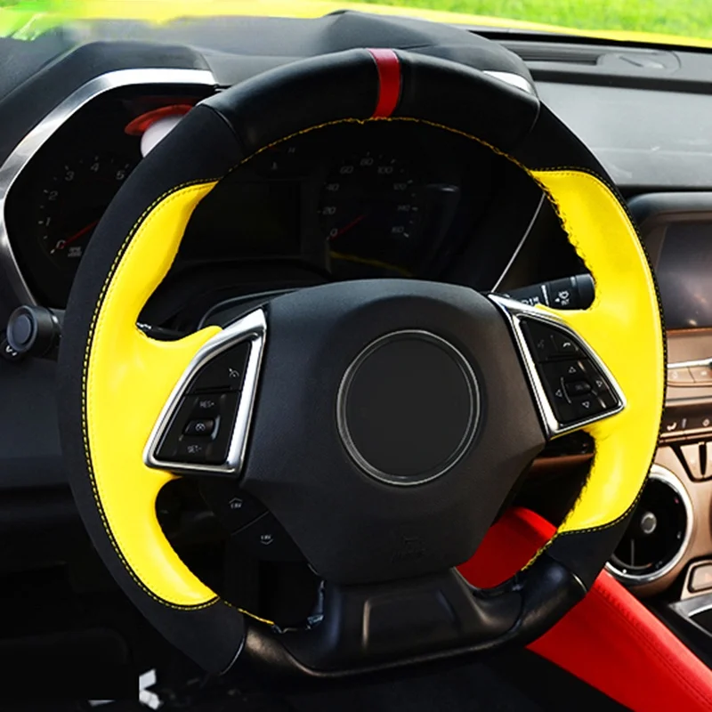 Top layer leather suede Car steering wheel Cover For Chevrolet Camaro 2016 2017 2018
Top layer leather suede Car steering wheel Cover For Chevrolet Camaro 2016 2017 2018