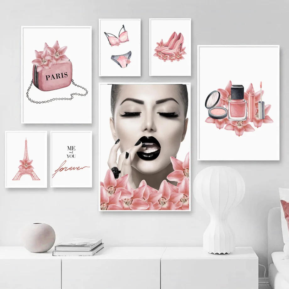Pink Flower makeup Paris Bag Fashion Lady Nordic Posters And Prints For Living Room Decor Wall Art Canvas Painting Wall Pictures
Pink Flower makeup Paris Bag Fashion Lady Nordic Posters And Prints For Living Room Decor Wall Art Canvas Painting Wall Pictures