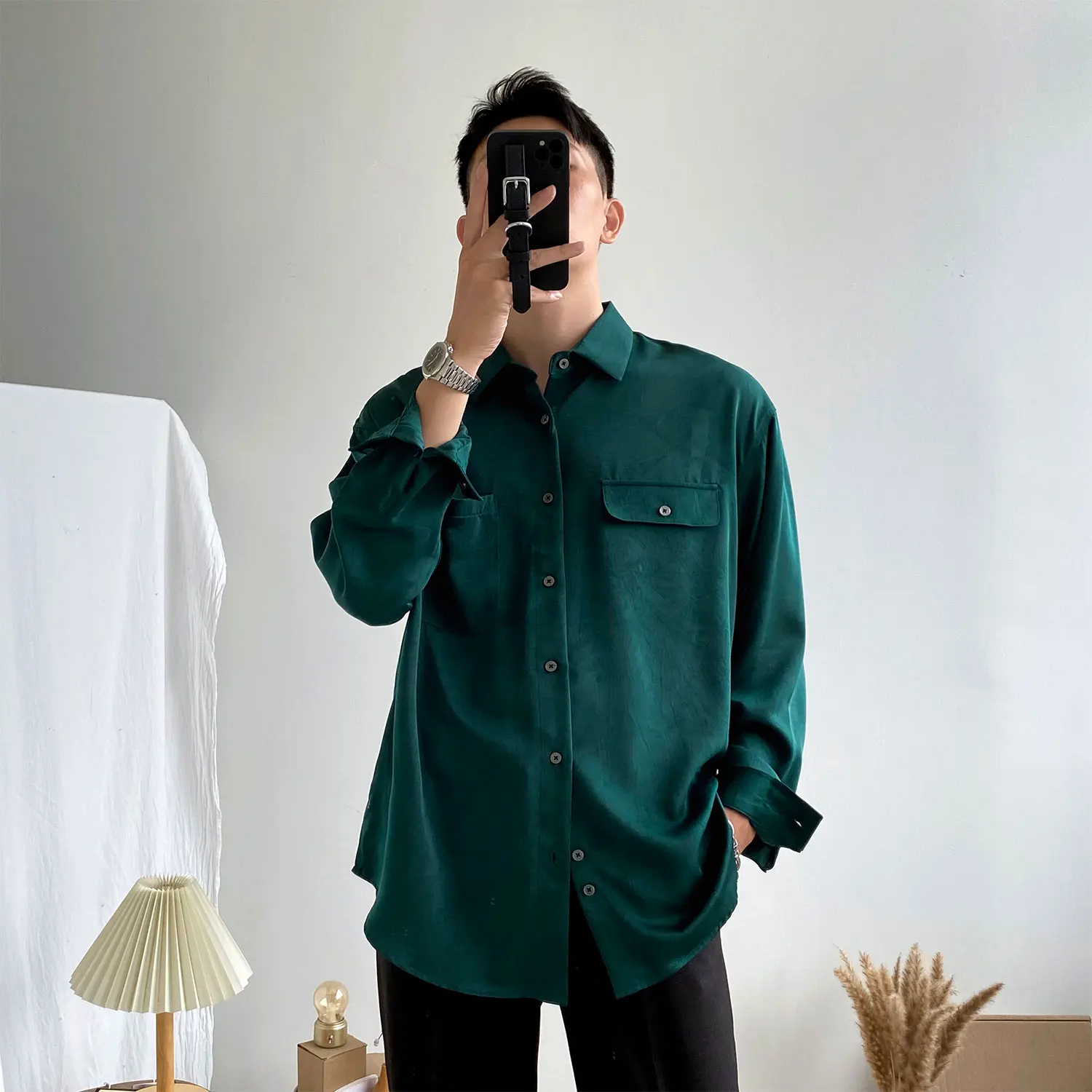 2022 Spring Autumn Lapel Men's Shirt Handsome Solid Color Fashion Long Sleeve Shirt Loose Casual Single Breasted Camisa L103
2022 Spring Autumn Lapel Men's Shirt Handsome Solid Color Fashion Long Sleeve Shirt Loose Casual Single Breasted Camisa L103