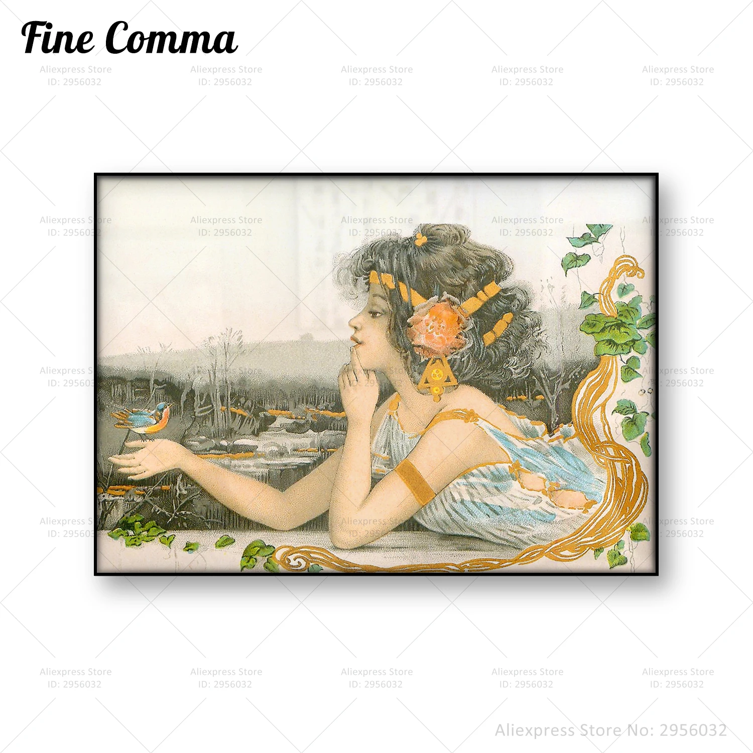 Винтажная открытка в стиле модерн с изображением девушки и птицы
Винтажная открытка в стиле модерн с изображением девушки и птицы