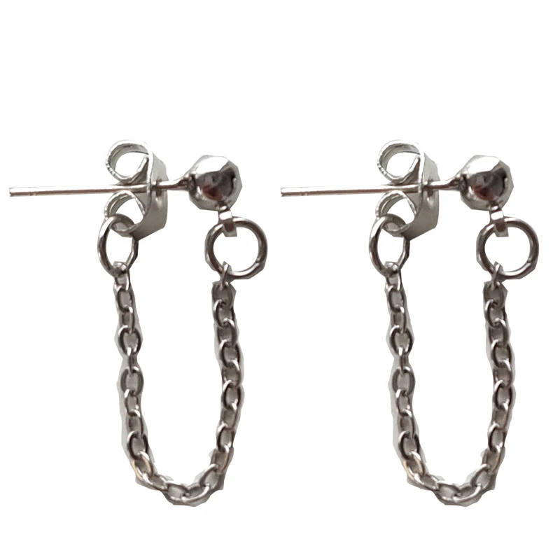 S925 needle Simply Jewelry Post Earrings For Girl Gifts Pretty Design Single Black Silvery Color Metal Chain Drop Earrings
S925 needle Simply Jewelry Post Earrings For Girl Gifts Pretty Design Single Black Silvery Color Metal Chain Drop Earrings