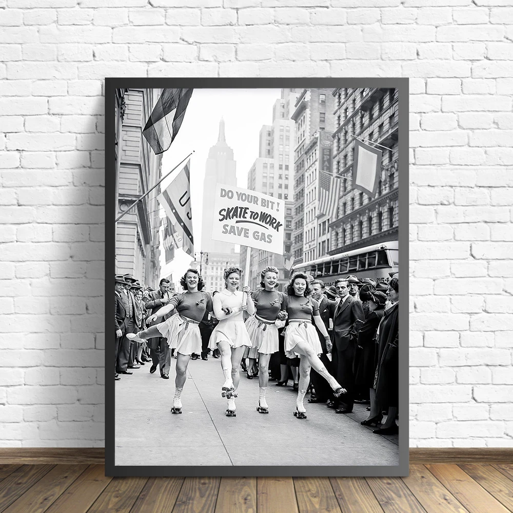 Vintage Photography Posters and Prints Female Roller Skaters Poster Wall Art Pictures Skate To Work Canvas Painting For Room
Vintage Photography Posters and Prints Female Roller Skaters Poster Wall Art Pictures Skate To Work Canvas Painting For Room