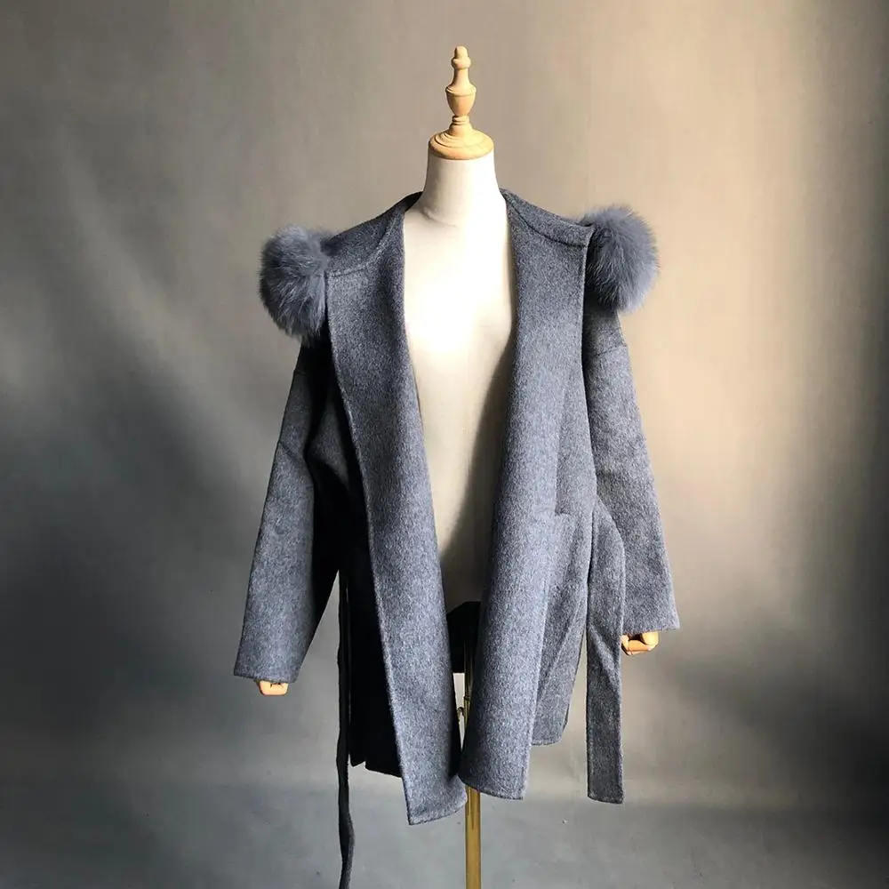 Spring Real Cashmere wool Coat With Real Fox Fur Trim Hoodie ladies natural fox fur Coats Outwear
Spring Real Cashmere wool Coat With Real Fox Fur Trim Hoodie ladies natural fox fur Coats Outwear