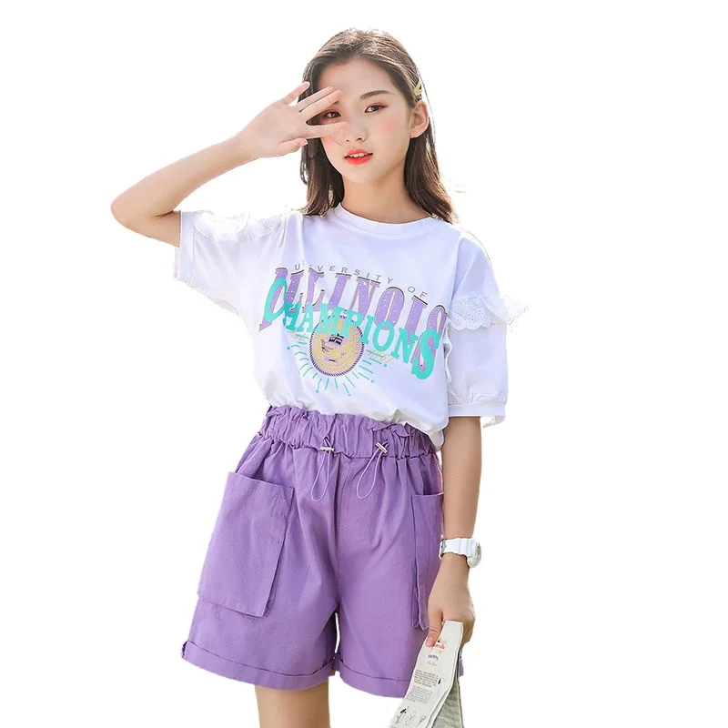 Летняя хлопковая футболка для девочек + повседневные шорты, штаны для девочек-подростков, комплект одежды для малышей, От 5 до 14 лет
Летняя хлопковая футболка для девочек + повседневные шорты, штаны для девочек-подростков, комплект одежды для малышей, От 5 до 14 лет