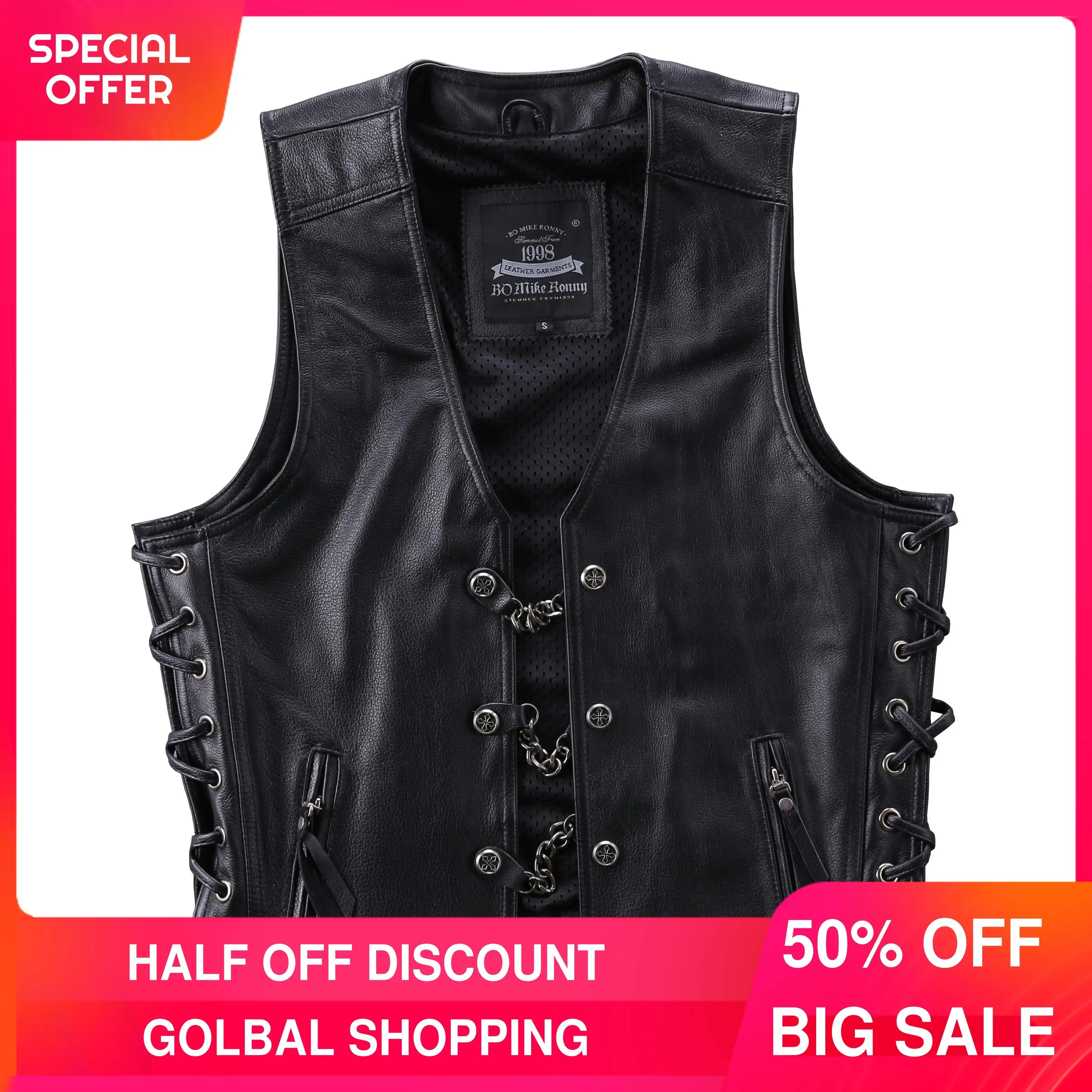 2021 Black Motorcycle Style Genuine Leather Vest Men Single Breasted Large Size 4XL Real Natural Cowhide Spring Short Slim Coat
2021 Black Motorcycle Style Genuine Leather Vest Men Single Breasted Large Size 4XL Real Natural Cowhide Spring Short Slim Coat