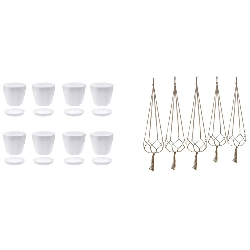8 Pack 6.3Inch Flower Plant Pots And Saucer Pallet With Plant Potted Cotton Rope Pot Terrace Deck Plant Stand (5 Sets)
8 Pack 6.3Inch Flower Plant Pots And Saucer Pallet With Plant Potted Cotton Rope Pot Terrace Deck Plant Stand (5 Sets)