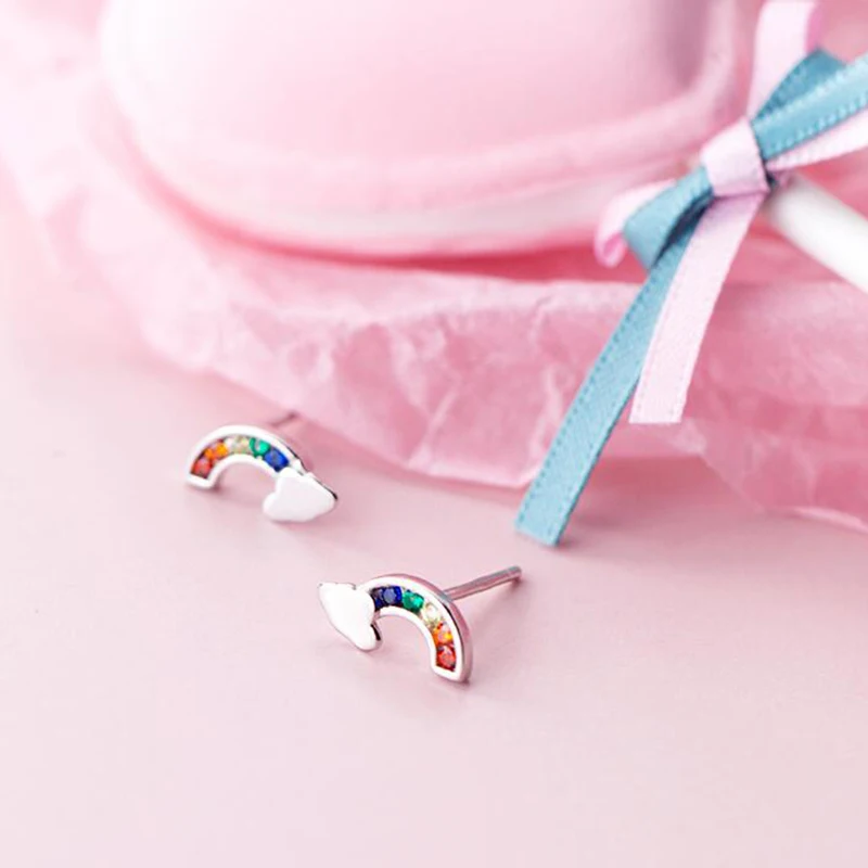 925 Sterling Silver Rainbow Earrings Colorful Zircon Charm Stud Earrings for Women Cute Ins Style Fashion Jewelry
925 Sterling Silver Rainbow Earrings Colorful Zircon Charm Stud Earrings for Women Cute Ins Style Fashion Jewelry