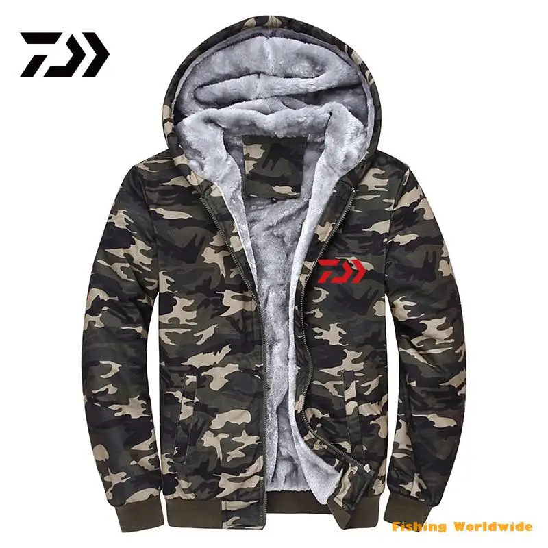Autumn Winter Men Velvet Thick Warm DAIWA Fishing Clothing Outdoor Sport Hooded Fishing Coat Man Camouflage Fishing Jackets
Autumn Winter Men Velvet Thick Warm DAIWA Fishing Clothing Outdoor Sport Hooded Fishing Coat Man Camouflage Fishing Jackets