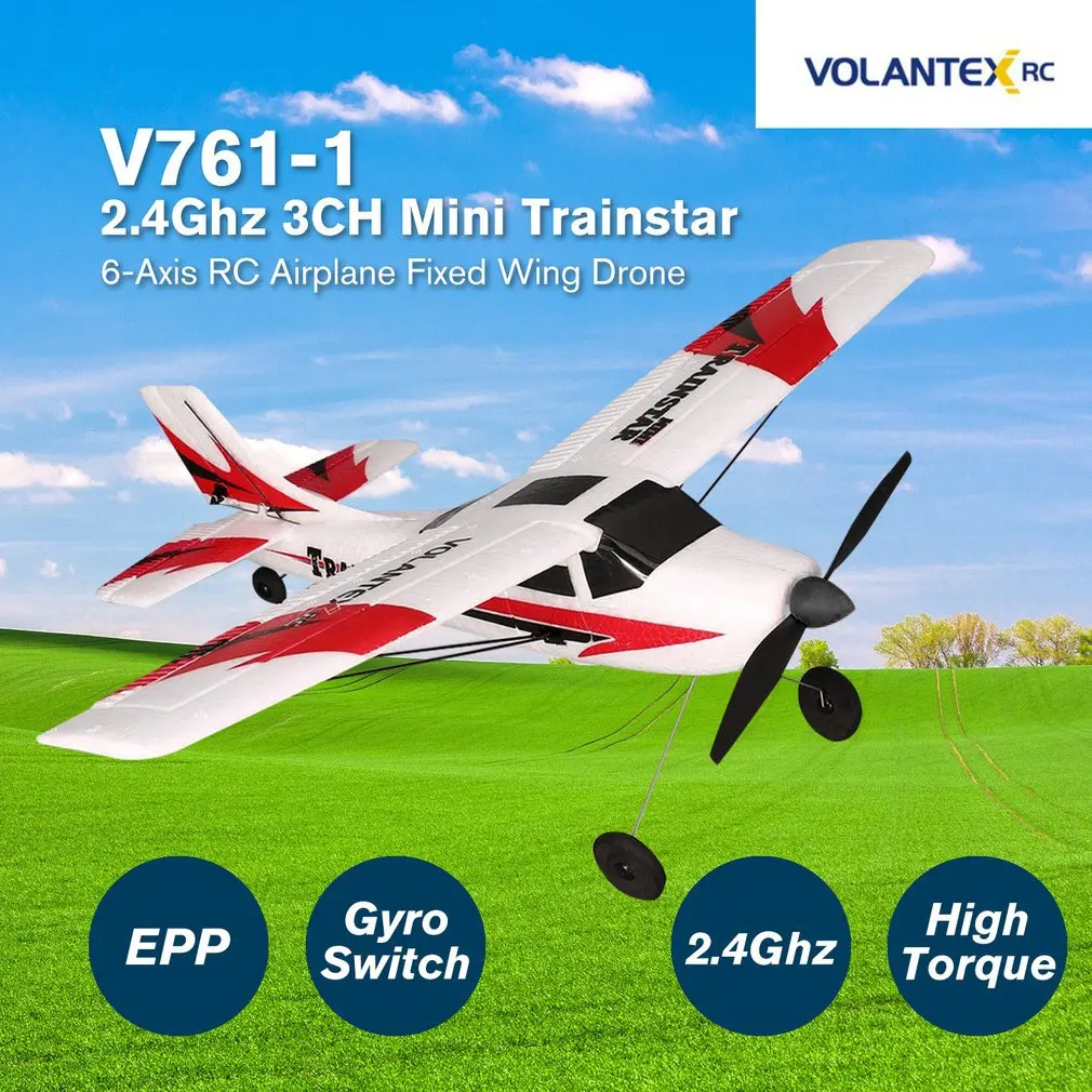 VOLANTEX V761-1 2.4Ghz 3CH Mini Trainstar 6-Axis Remote Control RC Airplane Fixed Wing Drone Plane RTF for Kids Gift Present
VOLANTEX V761-1 2.4Ghz 3CH Mini Trainstar 6-Axis Remote Control RC Airplane Fixed Wing Drone Plane RTF for Kids Gift Present