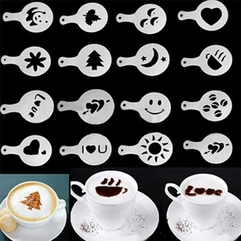 16Pcs Mold Coffee Milk Cake Cupcake Stencil Template Coffee Barista Cappuccino Template Strew Pad Duster Spray Tools
16Pcs Mold Coffee Milk Cake Cupcake Stencil Template Coffee Barista Cappuccino Template Strew Pad Duster Spray Tools